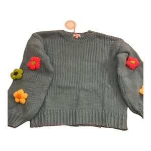 Umgee Women’s Cottagecore Flower Sweater Like POL & Easel S-M